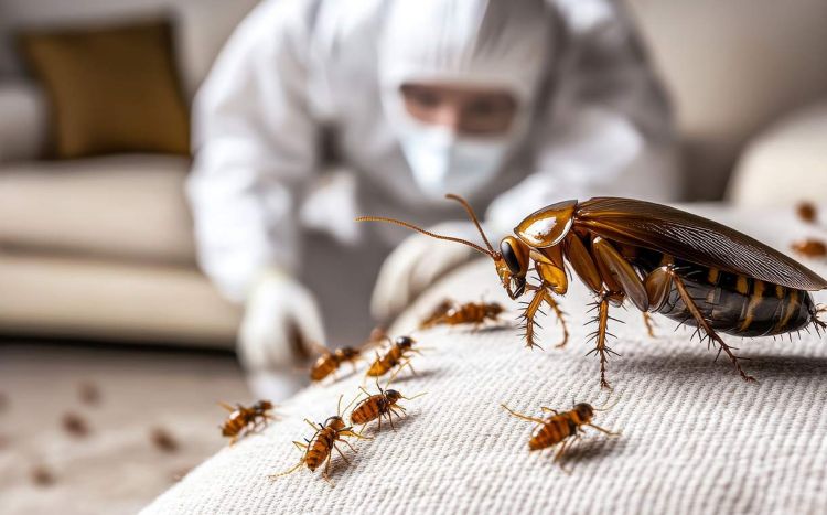 EntoLogic technician performing cockroach treatment in South Florida